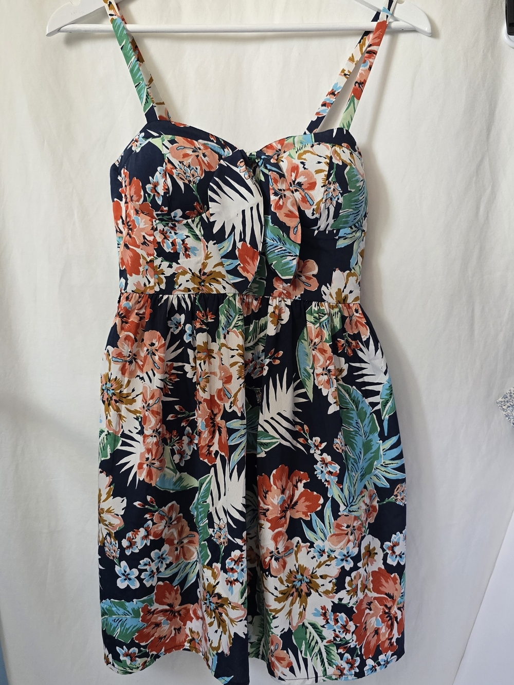 Band of Gypsies Tropical Floral Mini Dress XS Padded Bust Smocked Summer Beach